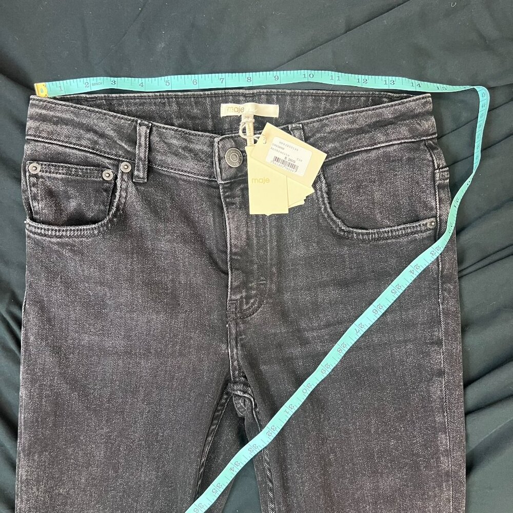NWT MAJE PACHAFRAN HR STRAIGHT CUT JEANS WITH RAW HEM IN ANTHRACITE SZ 38FR 6US - Picture 6 of 6